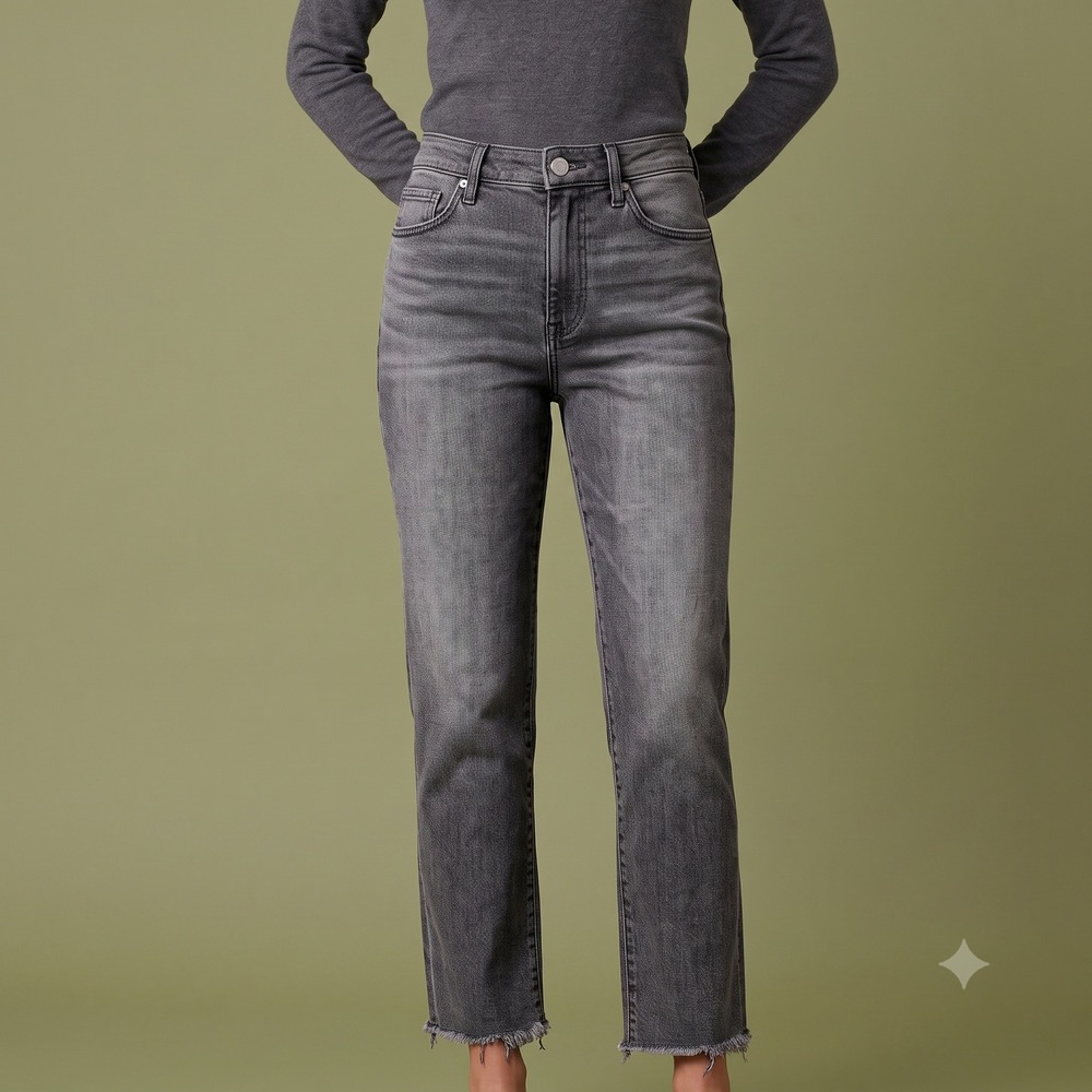 Joe's Jeans The OG Straight Ankle Fantine Grey Button Fly Jeans Size 34 EUC